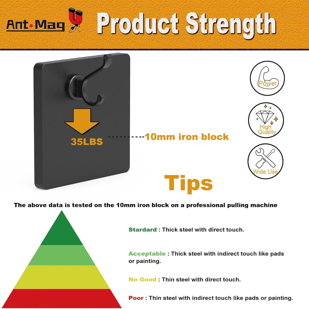 Ant Mag Magnetic Hooks Heavy Duty 140lbs Neodymium Magnet Wall Hooks for Hanging Coats Robes Backpacks Bags Hats Keys Mugs Cups Towels Pack of 4