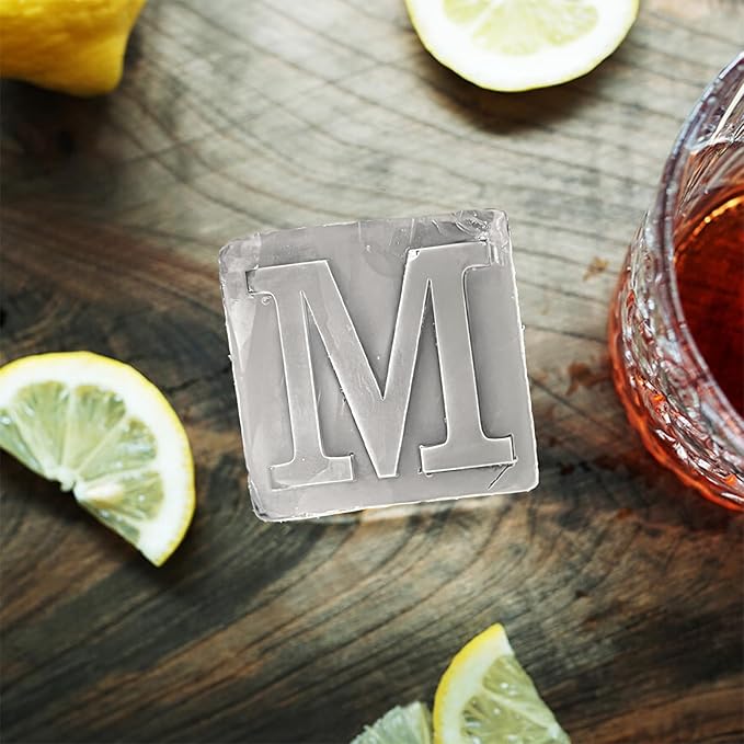 Letter M Monogram Ice Cube Mold Custom Ice Cube Mold 2 Inch Big Initials Silicone Ice Cube Tray Gifts for DAD Gifts for Him