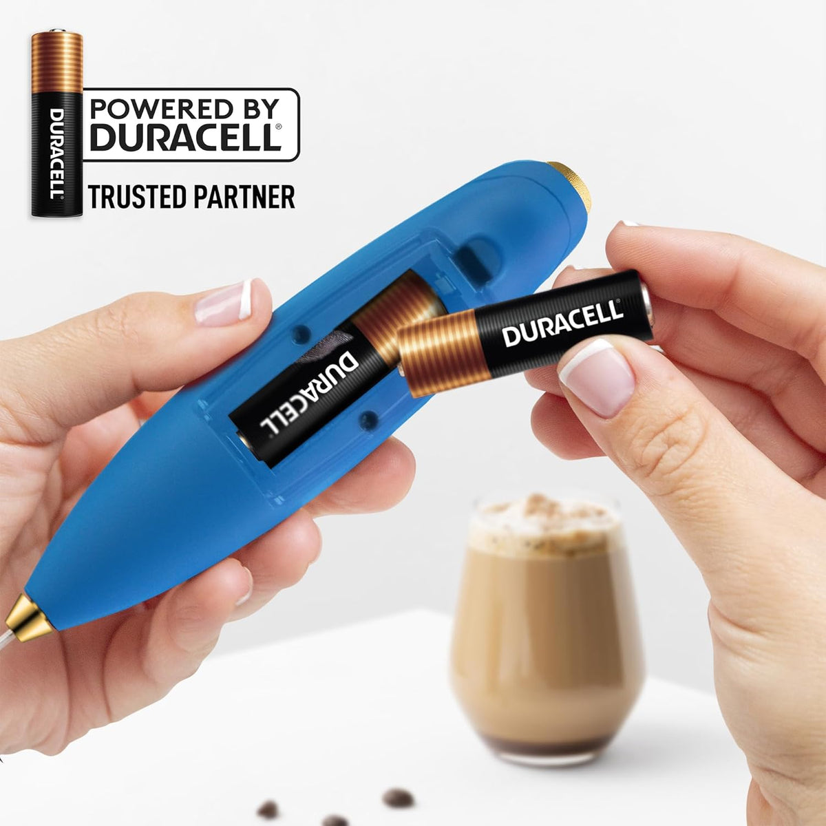 Zulay Kitchen Patented Tornado Triple Whisk Milk Frother with 4 Duracell Batteries – Handheld Foam Maker for Coffee, Lattes, Matcha & Hot Chocolate – Rich, Creamy Froth in Seconds