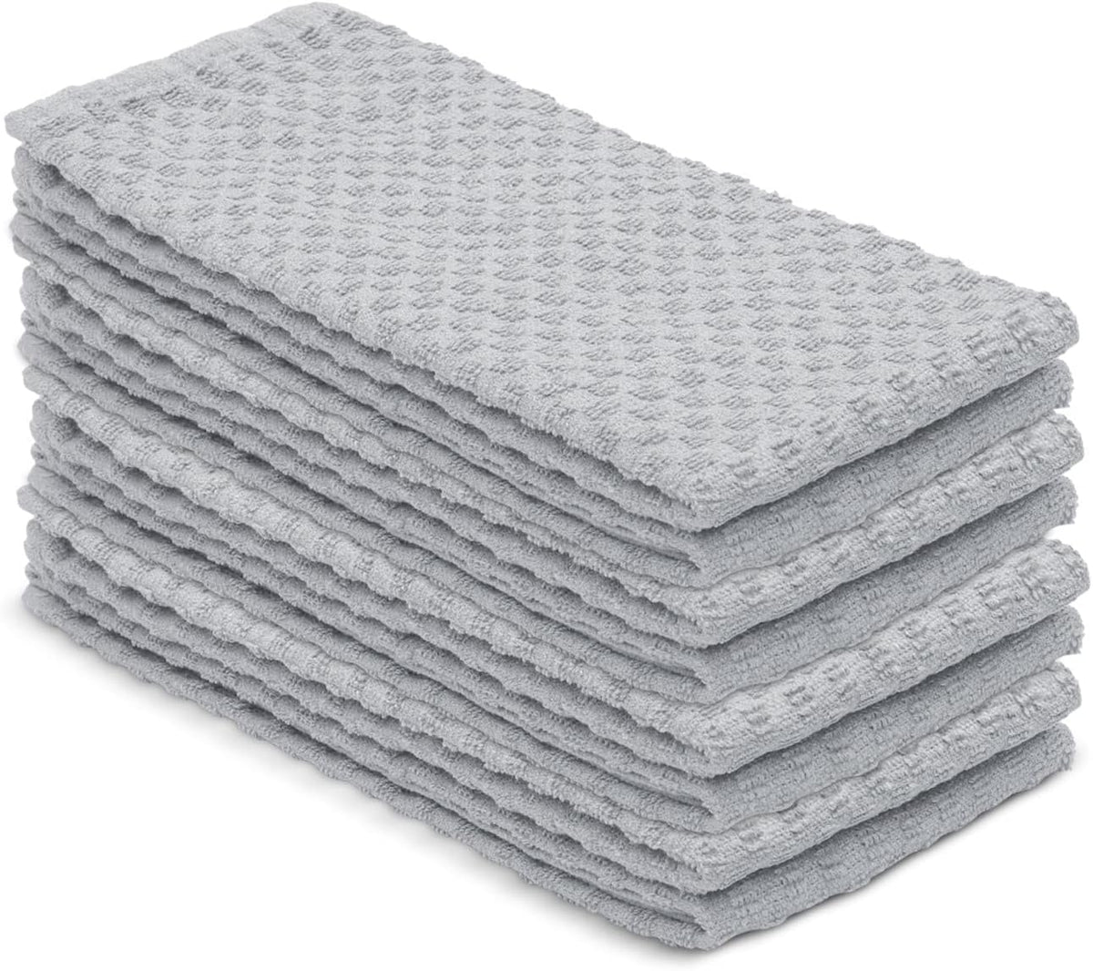 DG Collections Ash Grey Kitchen Towels - 100% Cotton Terry Tea Towels for Cleaning, Drying, and Highly Absorbent Kitchen Dish Cloth for Bar Cleaning - 8 Pack - 15 x 25 Inches
