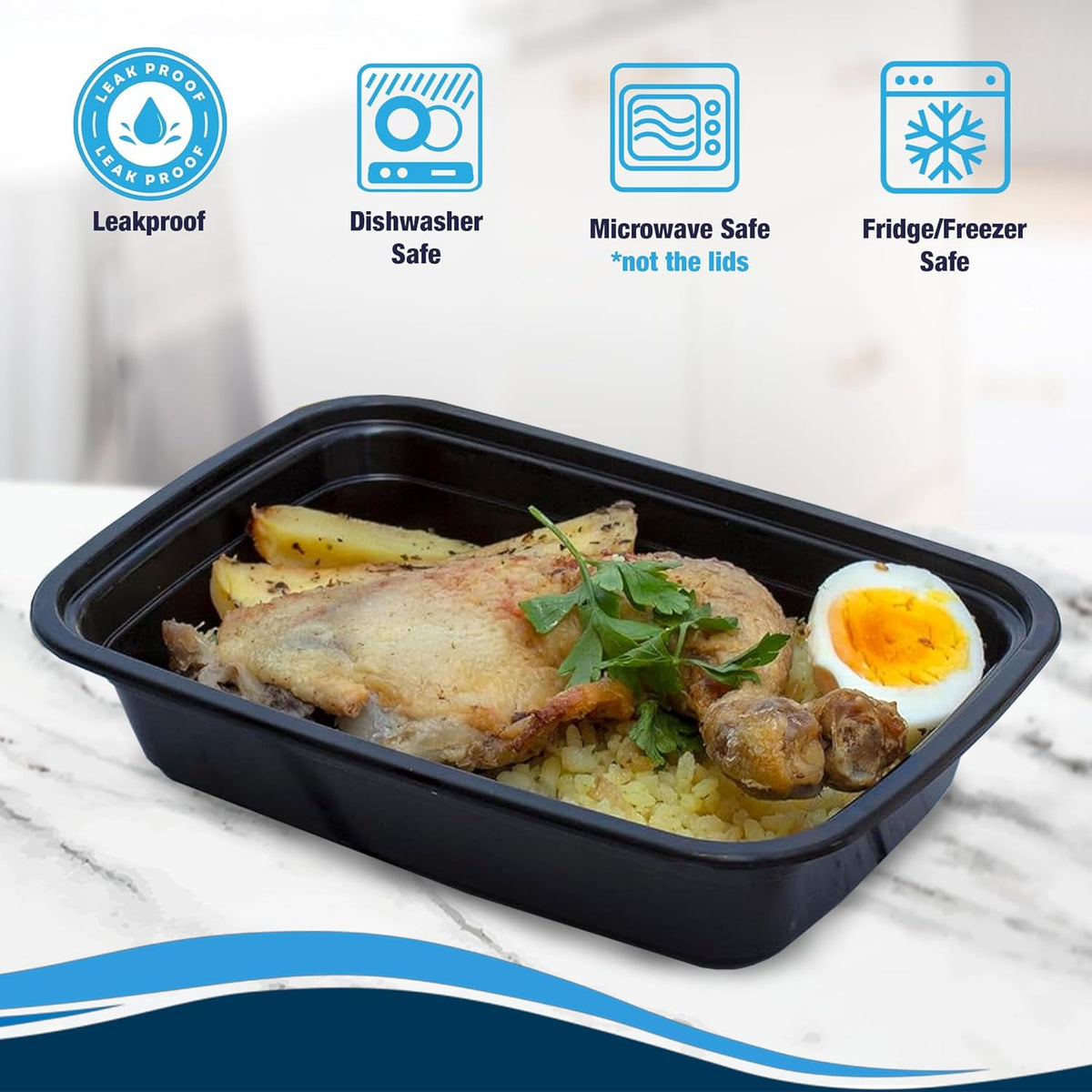 Ruthy's Outlet Meal Prep Containers W/Lids -Square Food Storage – BPA-Free| Stackable | Microwave | Freezer & Dishwasher Safe | Reusable Lunch Bento Box Portion Control & Planning (30 Pack, 24 oz)