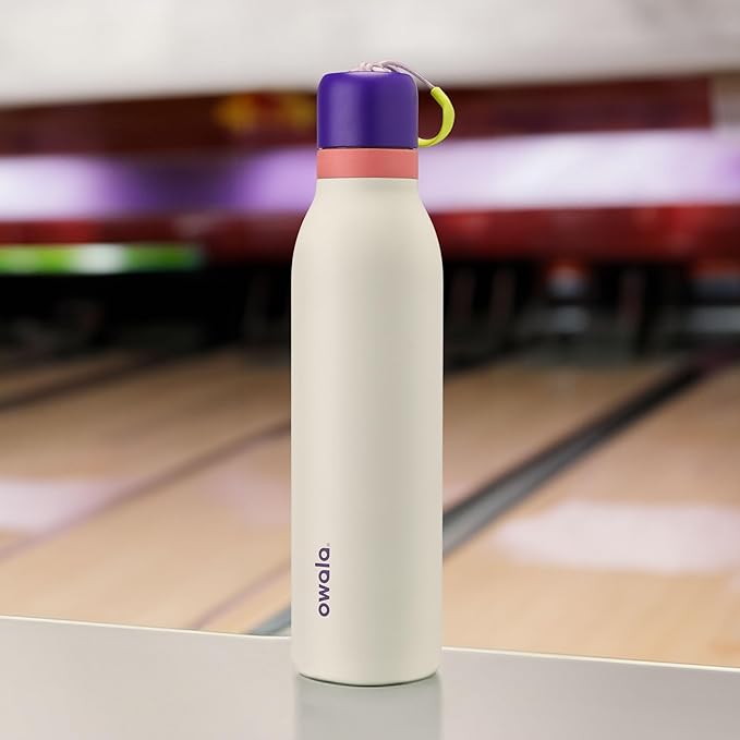 Owala FreeSip Twist Insulated Stainless Steel Water Bottle with Straw for Sports and Travel, BPA-Free, 18-oz, Purple/Mint (Minty Horizons)