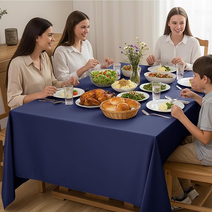 6-Pack Navy Blue Tablecloths for Square Tables, 54 x 54 Inches, Stain-Resistant Polyester Fabric for 2 Foot Tables - Washable Table Covers for Weddings, Banquets, Birthday Parties, Events