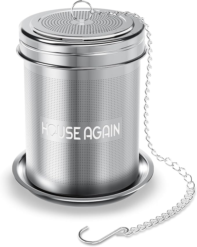 House Again Large Tea Infuser, Extra Fine Mesh Tea Strainers for Loose Tea, 18/8 Stainless Steel Tea Strainer with Extended Chain Hook, Tea Steeper for Brew Tea, Spices & Seasonings, for Multi Cups