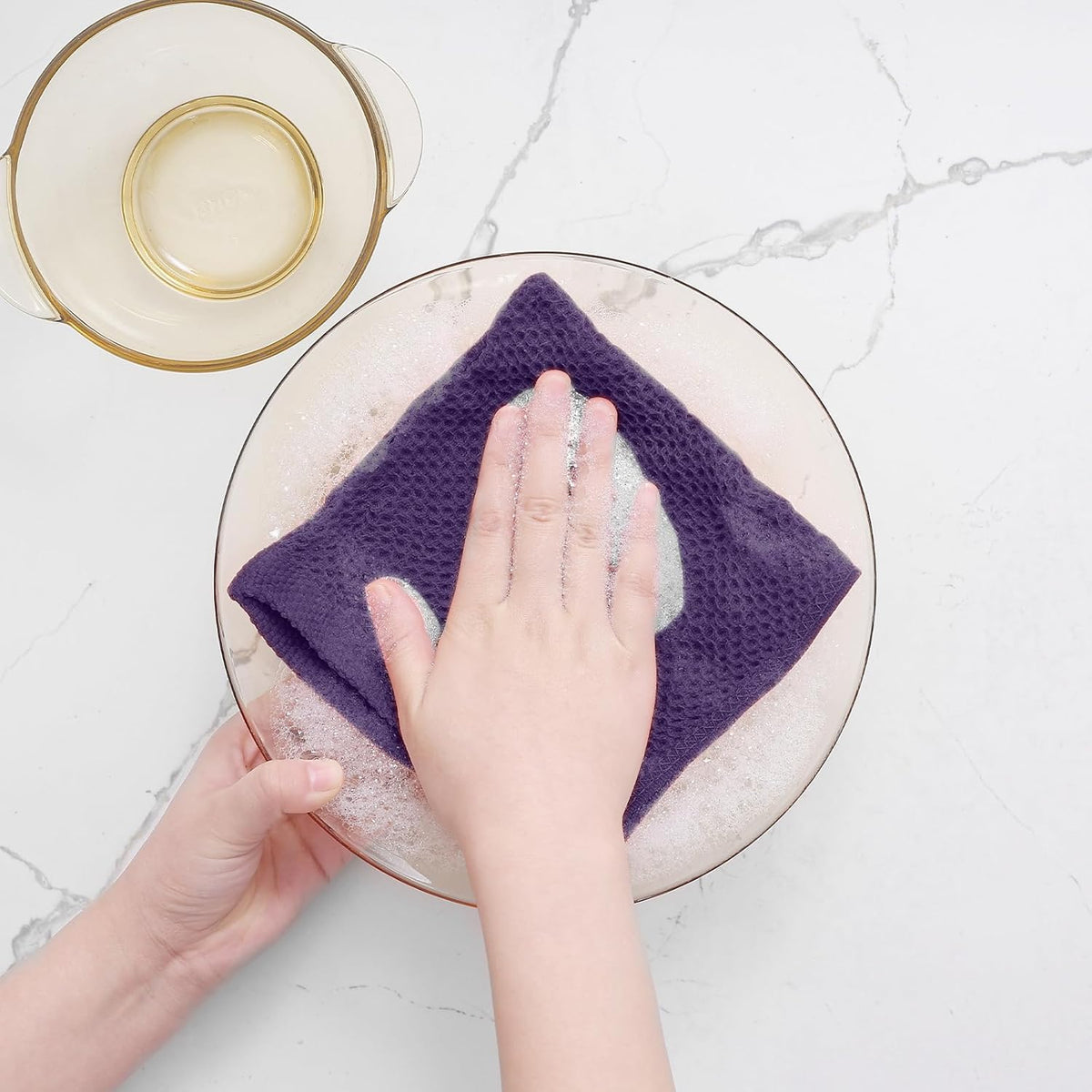 Homaxy 100% Cotton Waffle Weave Kitchen Dish Cloths, Ultra Soft Absorbent Quick Drying Dish Towels, 12 x 12 Inches, 6-Pack, Eggplant