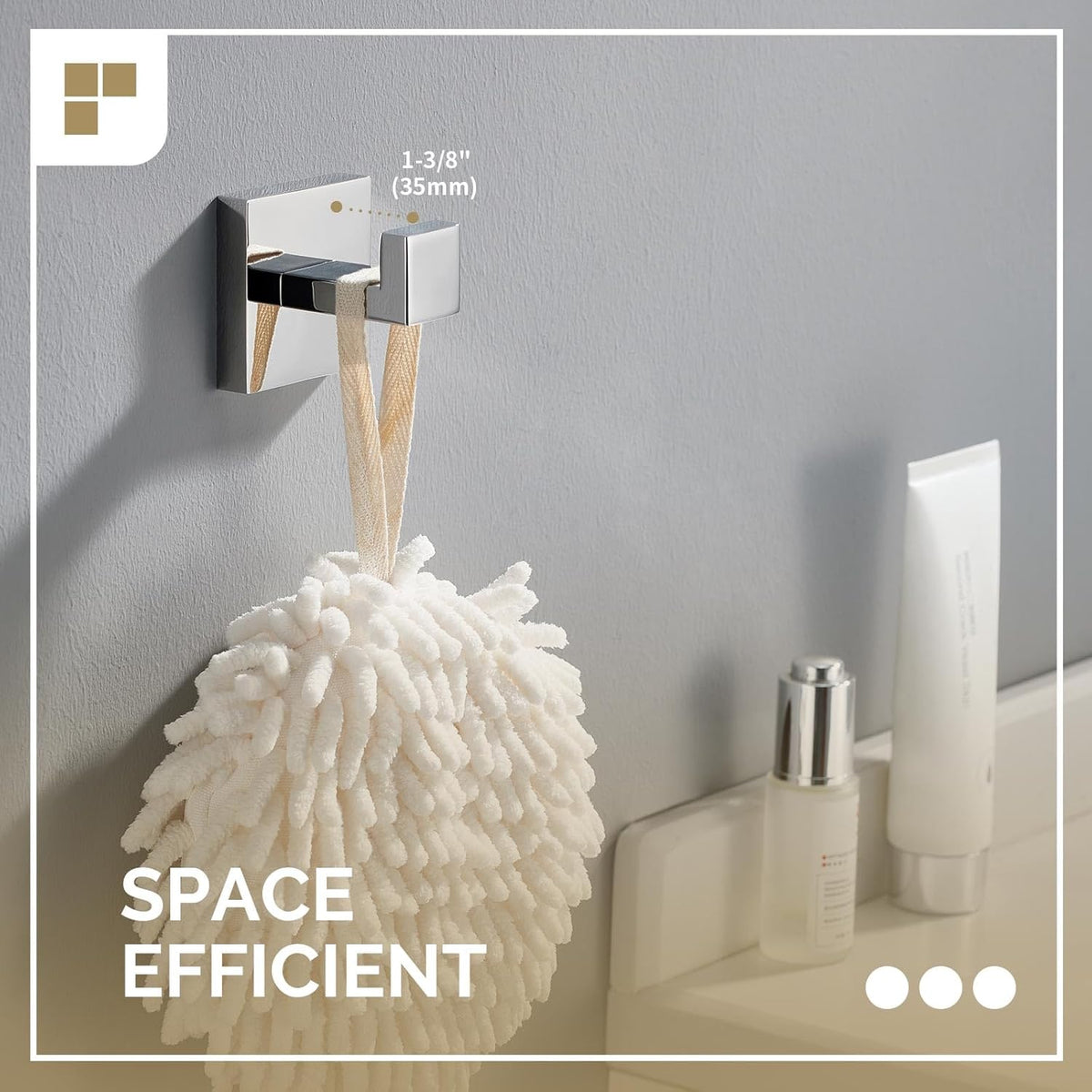 Angle Simple Towel Hook for Bathroom, SUS 304 Stainless Steel Shower Bath Towel Robe Hanger, Wall Coat Hook, Polished Chrome