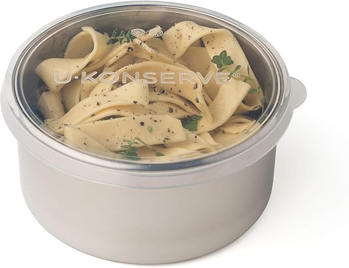 U Konserve Stainless Steel Round Food Storage Bento Box Container, Leak Proof Silicone Lid Dishwasher Safe - Plastic Free, 16oz