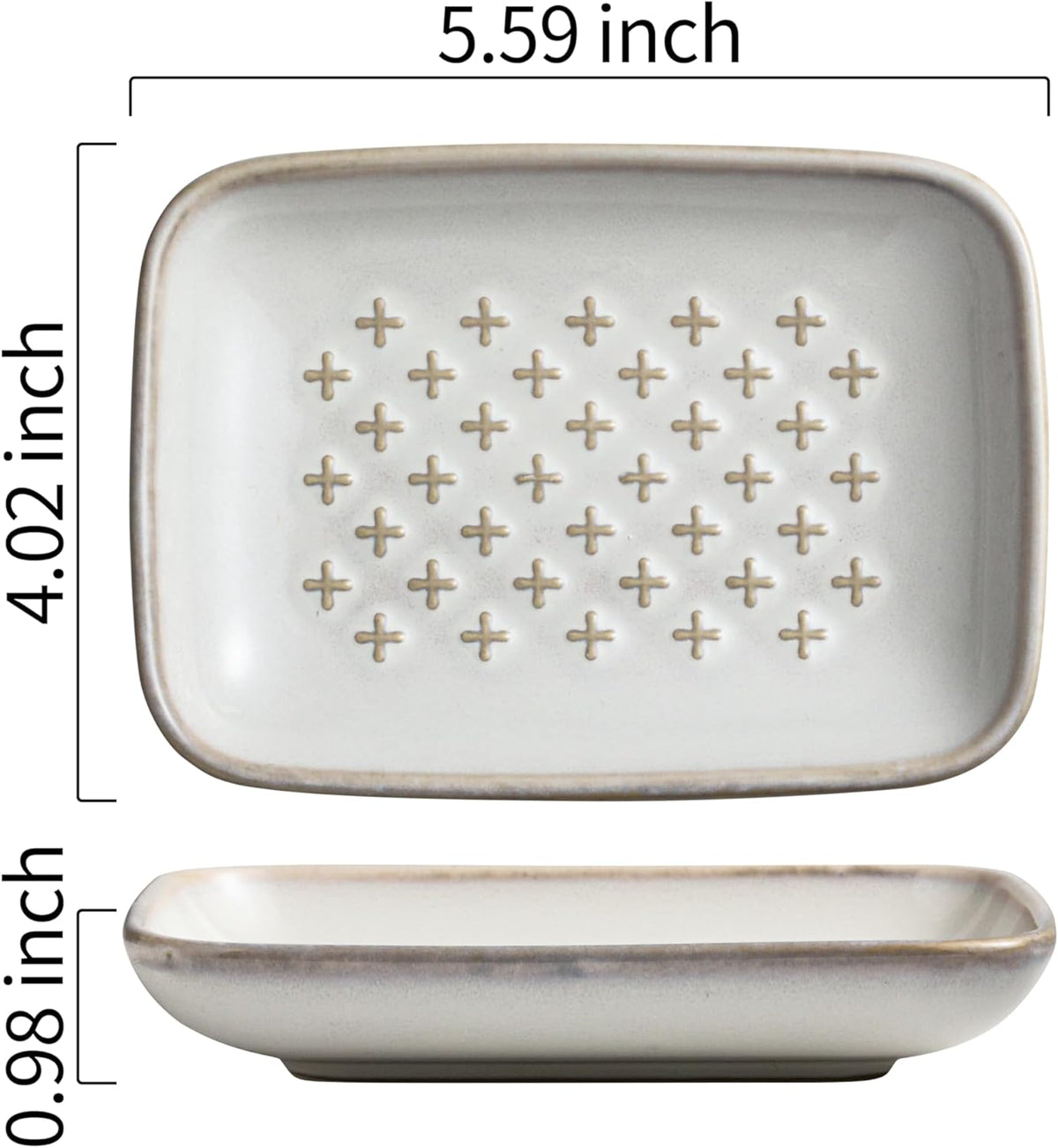 Gomakren Soap Dish, Shower Soap Holder, Ceramic Soap Dishes for Bar Soap Sponge Shampoo, Soap Saver Tray for Bathroom Kitchen Sink Counter, 5.5 Inch, Beige