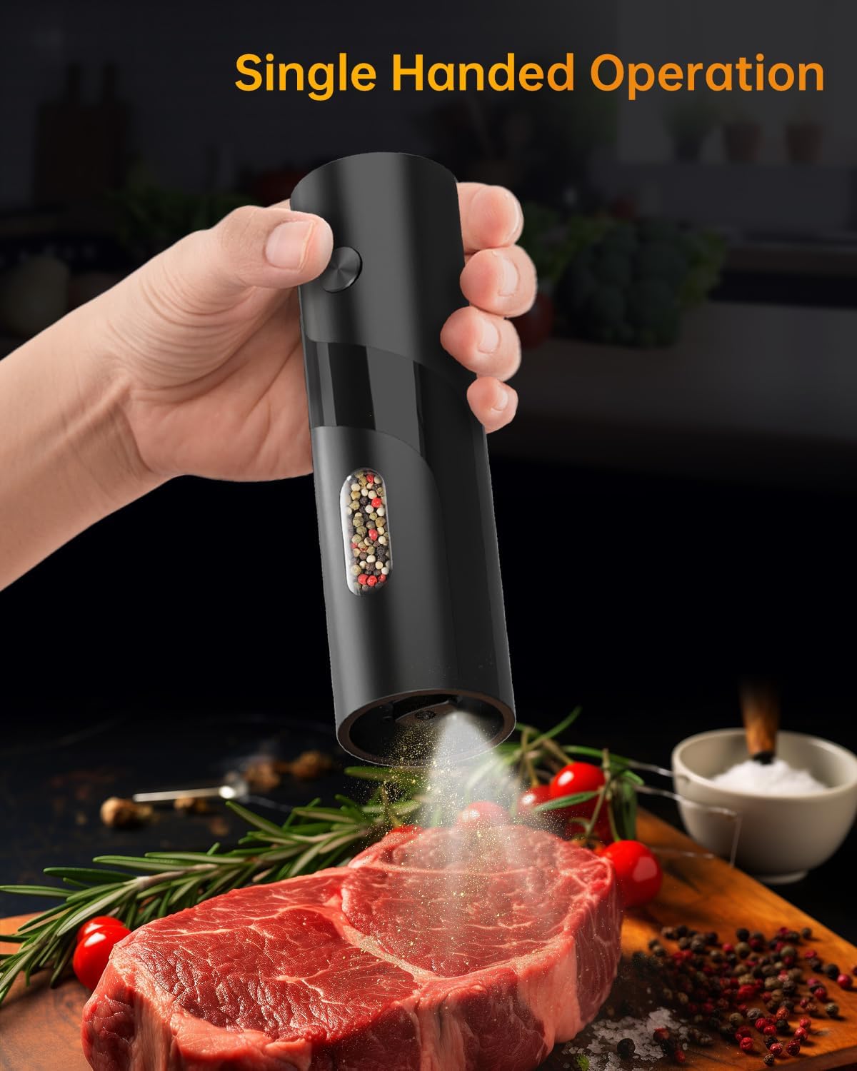 CIRCLE JOY Electric Salt and Pepper Grinder Set Top-Refill Automatic Salt and Pepper Mill Grinder, Battery Operated Adjustable Coarseness, Easy Filling Upgraded Larger Capacity with Led Light