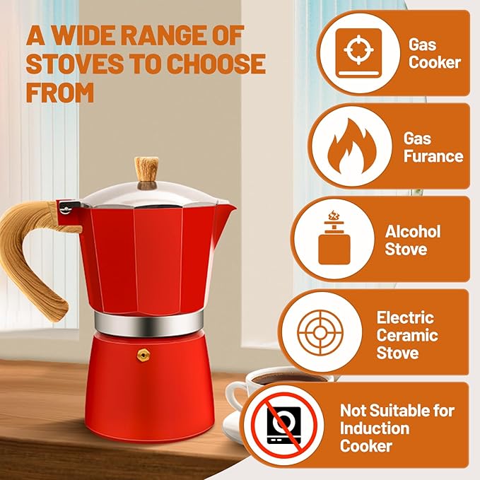 12 Cup Aluminum Espresso Stovetop Moka Pot Express Coffee Maker Percolator Italian Classic Mocha Coffee Machine for Italian and Cuban Cafe Brewing for Home & Camping 600ml 20oz