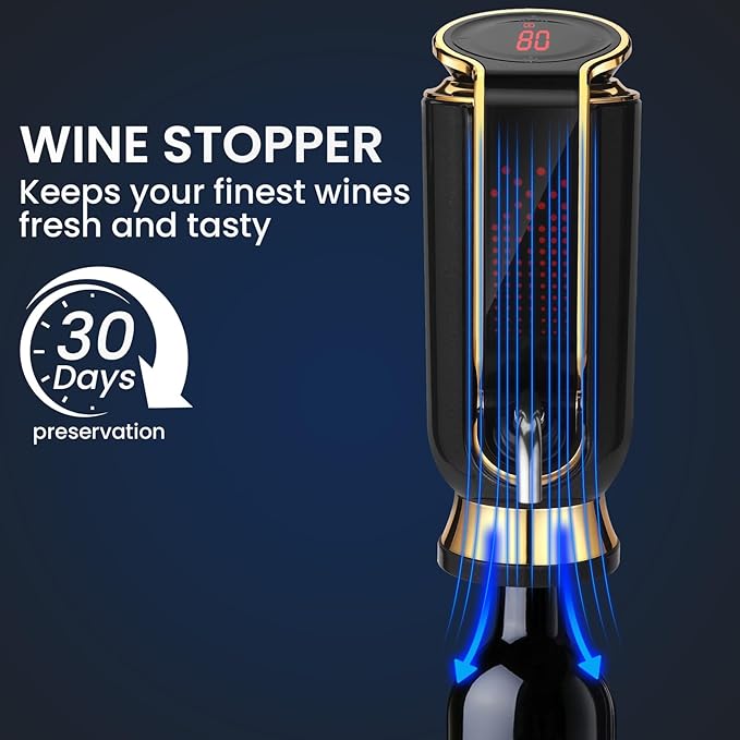 Luxurious 4-in-1 Electric Wine Aerator, Decanter, Dispenser & Vacuum Saver with LED Display - Wine Pourer Gift for Women and Wine Lovers