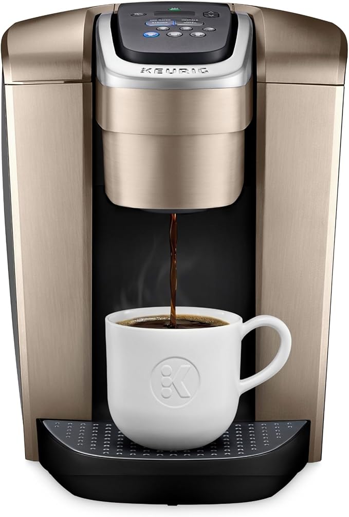 Keurig K-Elite Single Serve K-Cup Pod Coffee Maker, with Strength and Temperature Control, Iced Coffee Capability, 8 to 12oz Brew Size, Programmable, Brushed Gold