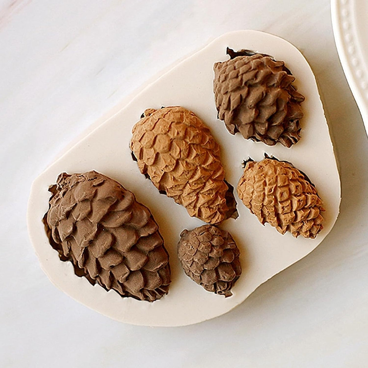 4PCS Christmas Fondant Molds, Christmas Holly Leaves Bells Pinecone Silicone Chocolate Molds, Unique Shape Cake Pop Candy Gummy Molds for Baking, DIY Holiday Dessert Polymer Clay Candle Craft