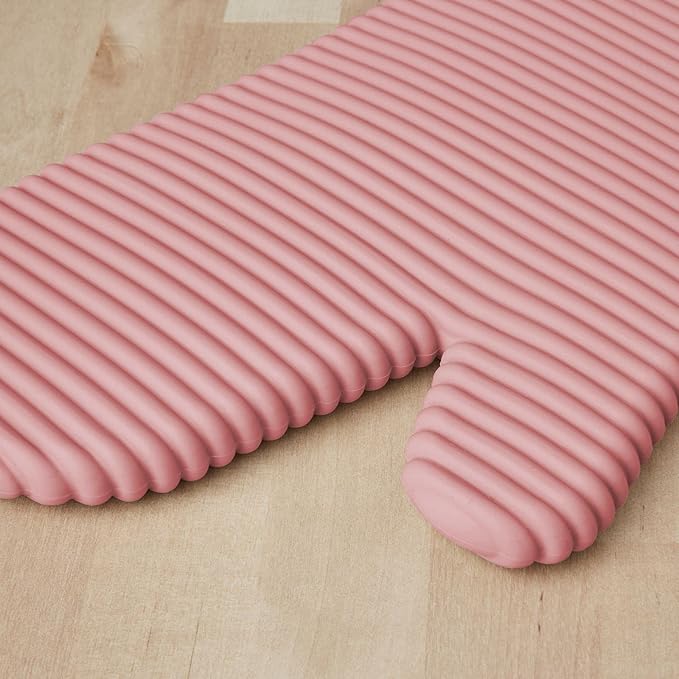 KITCHENAID Ribbed Soft Silicone Oven Mitt 2-Pack Set, 7.5"x13", Dried Rose