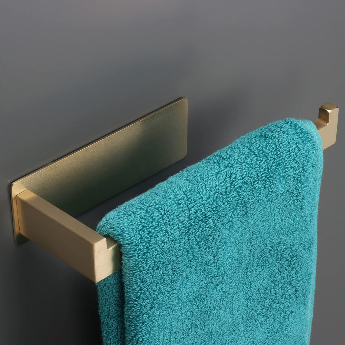 Hand Towel Holder, Strong Self Adhesive Hand Towel Ring, Thicken SUS304 Stainless Steel Hand Towel Bar/Rack, No Drilling Modern Hand Towel Hanger (Brushed Gold, 9 in)