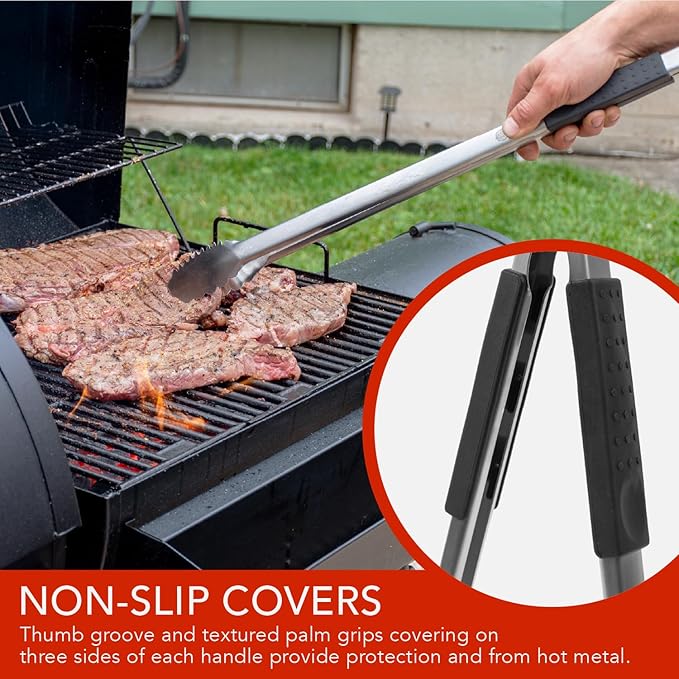 Grill Tongs 24-Inch Super Long Extra Heavy Duty for Grilling and Barbecue Heat Resistant Hand Grips Stainless Steel for BBQ Outdoor Kitchen and Cooking Hot Grilled Food