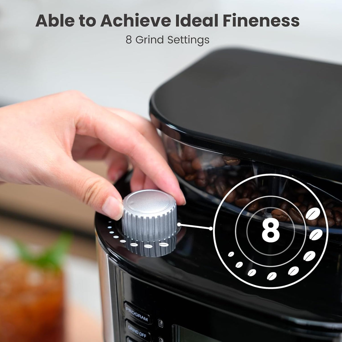 Gevi 10-Cup Coffee Maker with Built-in Burr Grinder, Programmable Timer, 1.5L Water Tank, Reusable Filter & Warming Plate – Drip Coffee Machine for Fresh Ground Coffee