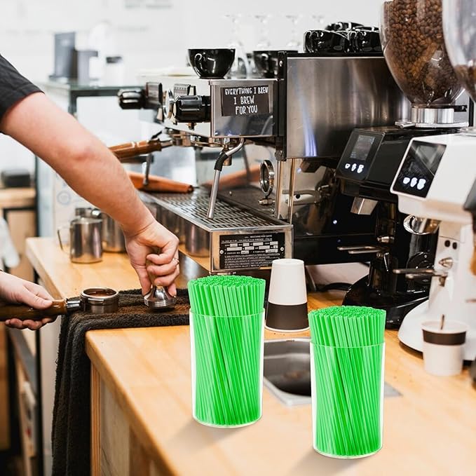 500 Pcs Neon Green Coffee Stir Sticks Set Jade Green Stir Stick Holder Acrylic Coffee Stirrers Holder Cocktail Straws Drink Stirrers for Coffee Bar Tea Party Supplies Restaurant Decor