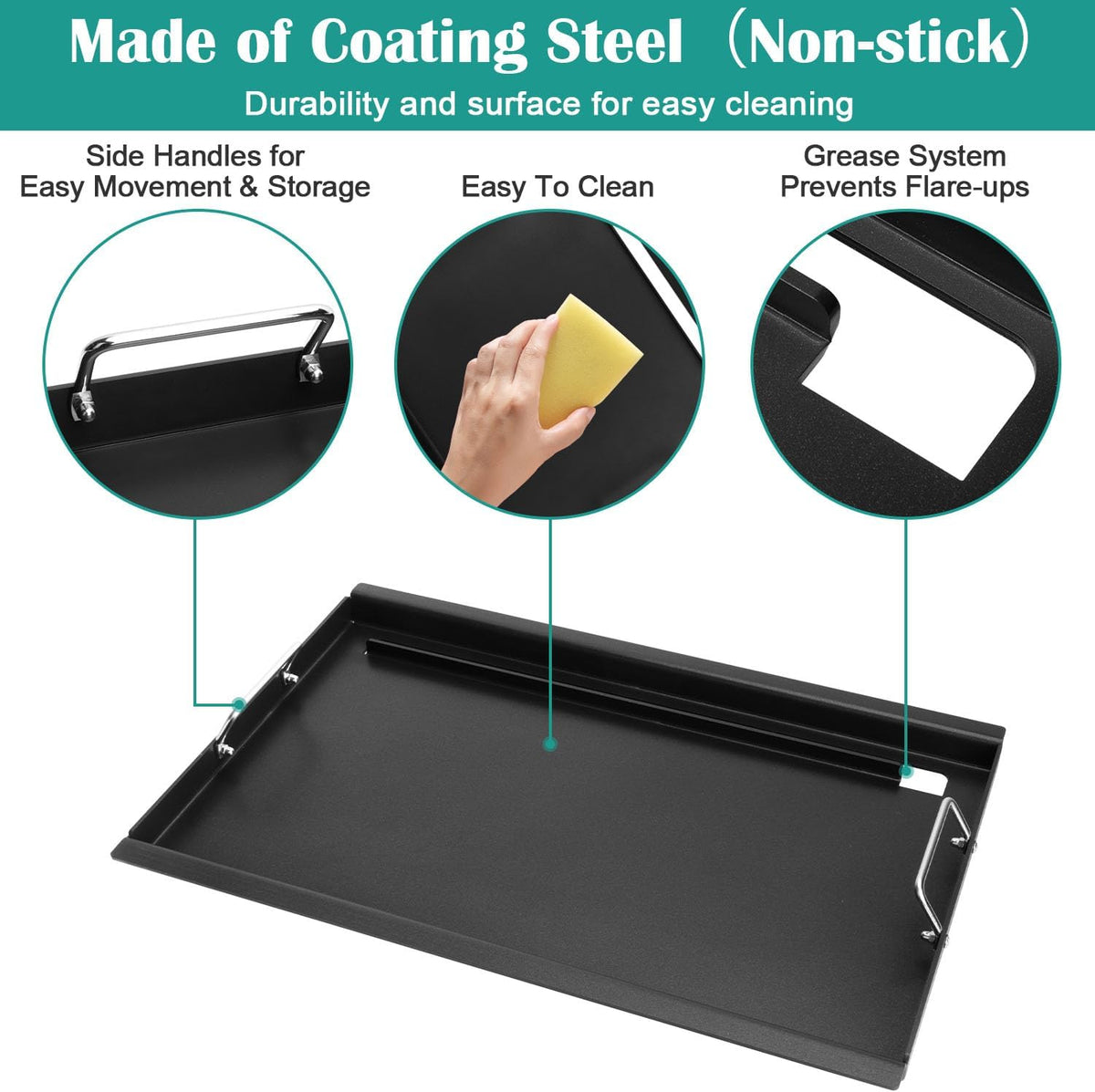 Full Size Griddle Inserts for Char-Broil Performance 5 Burner Series, Flat Top Griddle for Charbroil 463448021 463455021 463458021 463450022 463451022 Grill, Replace for G426-0004-W1 G426-0005-W1
