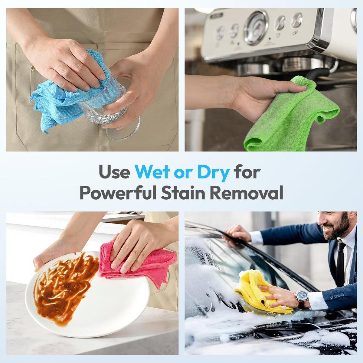 Microfiber Cleaning Cloths 12”x12”, 12Pack - Extra Thick Kitchen Towels - Streak-Free, Lint-Free, Fast Absorbent - Reusable Multi-Purpose Housekeeping Rags for Cars, Dishes, Floors, Tiles