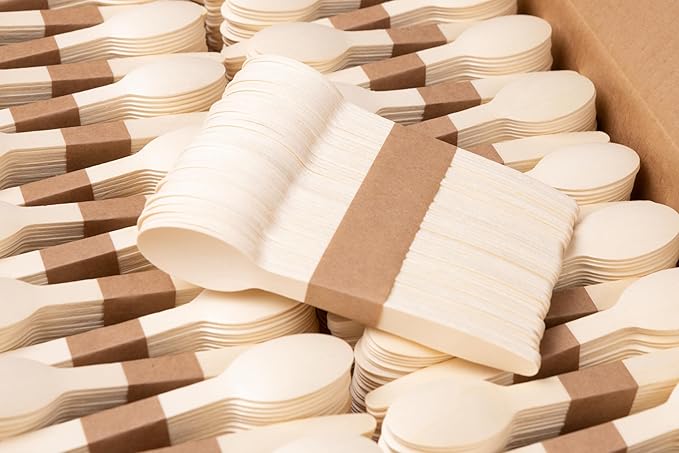Disposable Wooden Cutlery Set - 100% Home Compostable - 2000 Spoons 6.5", Bamboo Utensils Alternative, Eco-Friendly, Organic, Sustainable and Carbon Neutral Certified