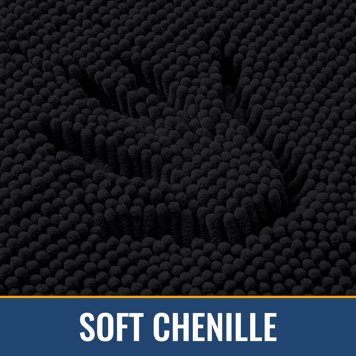 Arotive Bathroom Rugs 59x24, Extra Soft Absorbent Shaggy Chenille Bath Rugs, Machine Washable Rubber Backing Non-Slip Bath Mats for Bathroom Floor Tub and Shower, Home Decor Accessories, Black