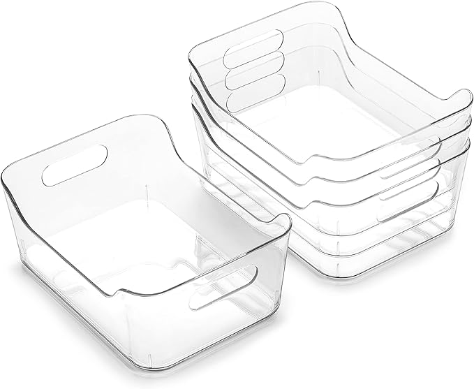 BINO | Plastic Organizer Bins, X-Small - 4 Pack | THE SOHO COLLECTION | Multi-Use Organizer Bins | Pantry & Freezer Bin | Plastic Storage Containers | Bin for Home & Kitchen Org