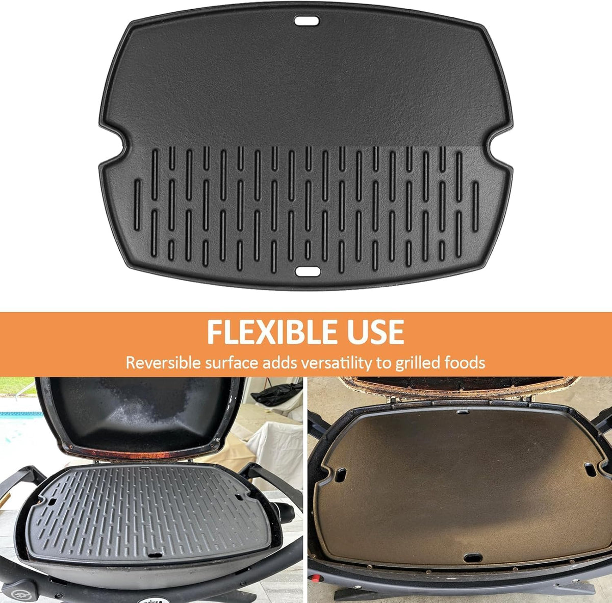 AJinTeby 7583 Cast Iron Griddle for Weber Q2000 Series, for Weber Q200 Q220 Q240 Q2000 Q2200 Q2400 Q2800 Gas Grills Accessories, Replaces for Webber 7645, for Webber Q2200 Grill Parts