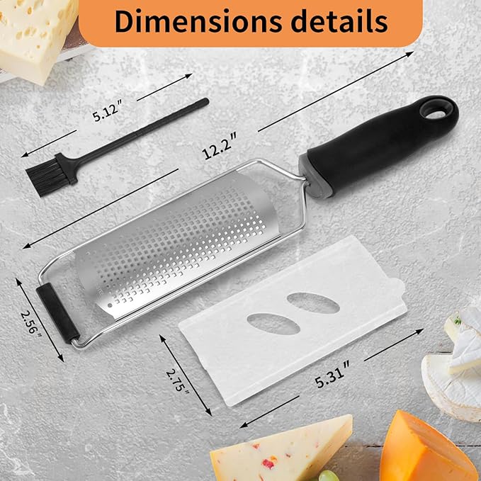 Lemon Zester Grater with Handle, Fine Graters for Kitchen, Cheese Grater Handheld, Hand Grater Zester Tool Stainless Steel