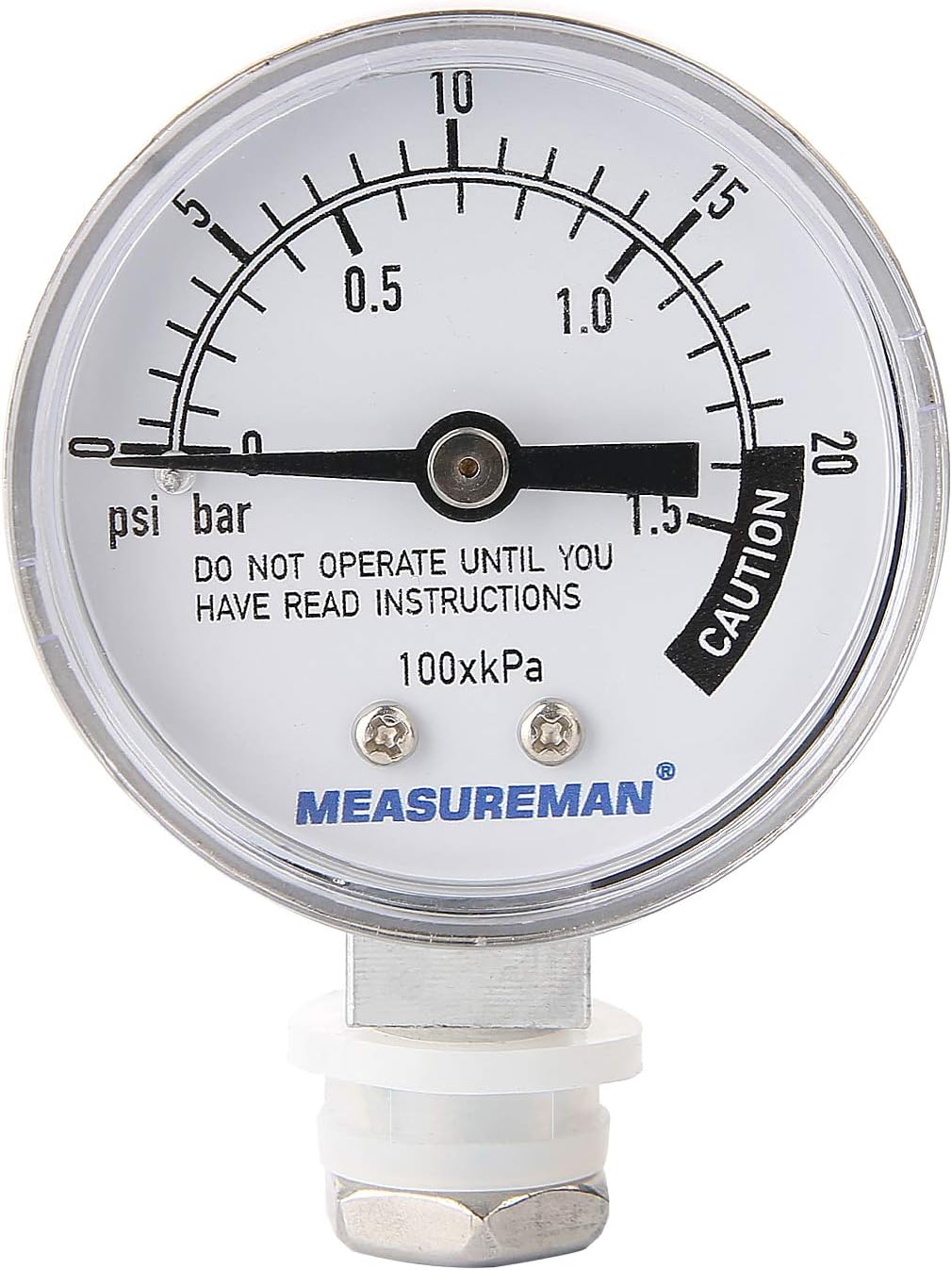 MEASUREMAN Stainless Steel Pressure Cooker Gauge, Pressure Canner Gauge, Steam Pressure Gauge, 2" Dial, Lower Mount, Including Hexagon Gasket and Nut