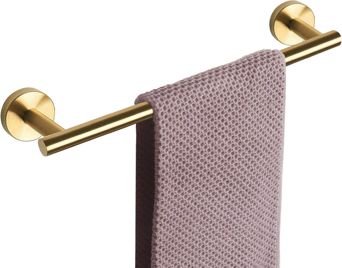 NearMoon Bath Towel Bar, Bath Accessories Thicken Stainless Steel Shower Towel Rack for Bathroom, Towel Holder Wall Mounted (1 Pack, Brushed Gold, 18 Inch)