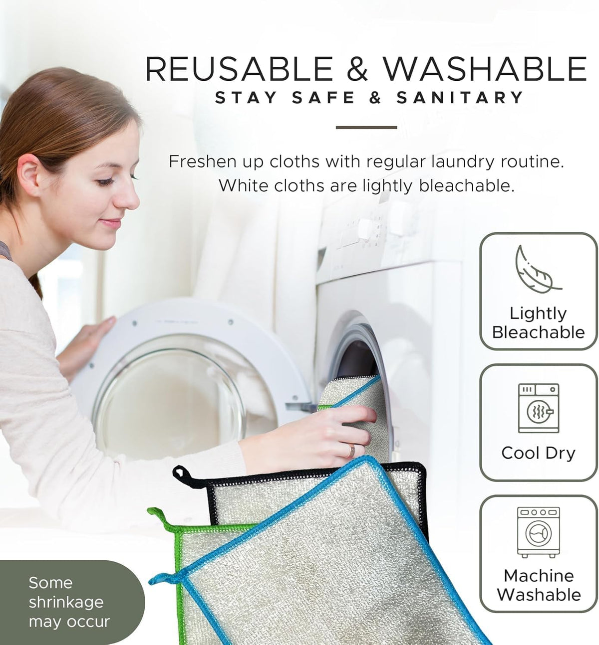 Whiffkitch Dish Cloths & Dish Towels for Kitchen - Reusable, Hygienic, Quick Drying, Durable Kitchen Washcloth, Absorbent, Scrub-Non-Scratch, 6x7 Inches Multi Color, 3 Pack