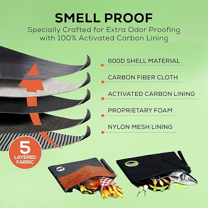 Large and Small Smell Proof Bag Combo, Smell Proof Container, Dog Tested Odor resistant Bag, Best Zipper Odor sealing Pouch Herbs, coffee & Travel Medicine Bag, Scent resistent Containers