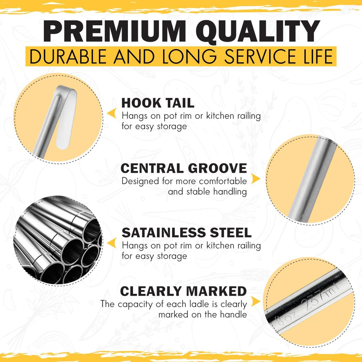Ladle - Durable Stainless Steel Ladle Serving Measuring Soup Dressing Sauce Gravy Sturdy Dependable Long Handle for Kitchen (1, 1 Oz.)