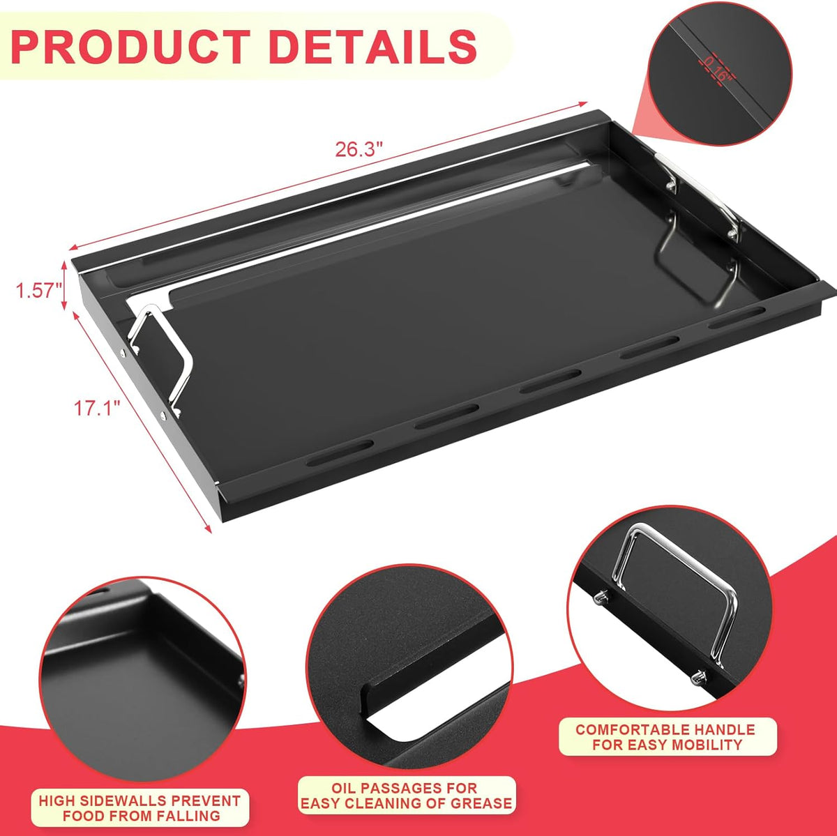 6788 Genesis II 300 Full Size Griddle Insert for Weber GS4 Genesis II 300 Series Grill Genesis II E-335 E-310 E-330 E-315 S-310 SX335 E-325 EX-335 Flat Top Griddle, Carbon Steel for 66095 66802