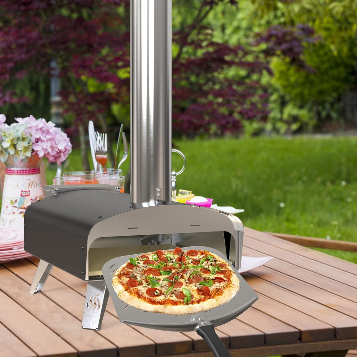 Q Pizza Aluminium Pizza Peel, 12 inch Perforated Metal Pizza Turning Paddle for Grill Oven, Kitchen Tool Non-stick Pizza Spatula for Baking Bread Pastry Dough Pie & Cake, PT201