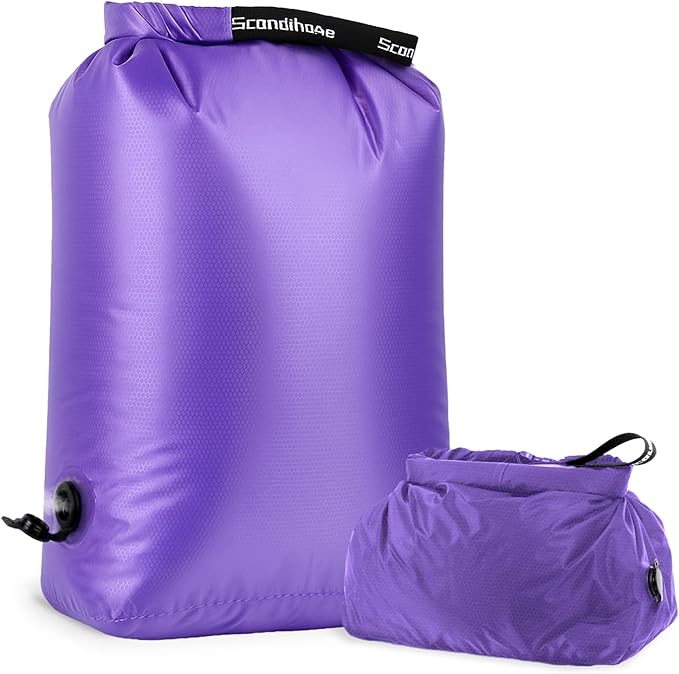Travel Laundry Bag, Pump Free Vacuum Storage Bag Reusable Compression Dirty Clothes Travel Bag Waterproof Wet Dry Bags Large Capacity Space Saver Bags Camp Clothes Organizer (1 Pcs)(Purple, M)