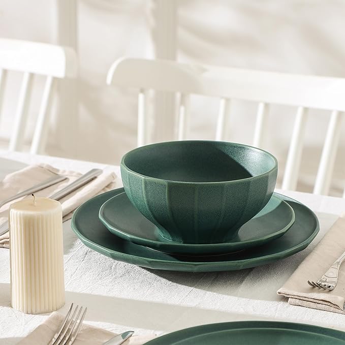 Stone Lain Rio 12-Piece Dinnerware Set Stoneware, Green
