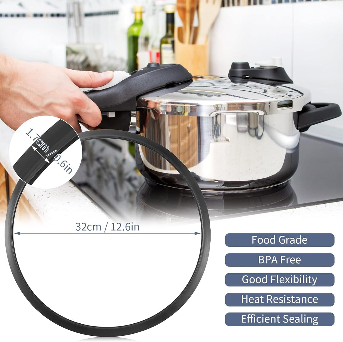 S-9882 Pressure Cooker Gasket,Canner Sealing Replacement for Mirro Pressure Gasket 12qt/16qt/22qt,M-0512,M-0522,M-0312, M-0406,M-0416,M-0526,M-0622