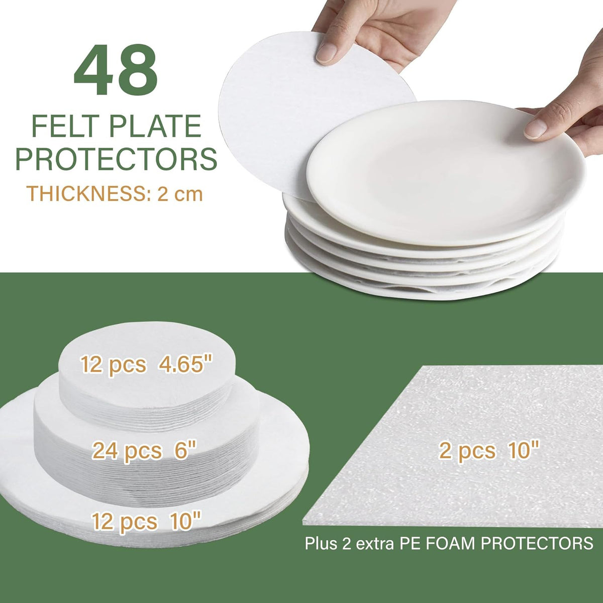 LotFancy China Storage Containers, Quilted 5-Piece Set Storage Box, Chinaware Dinnerware Dish Plate Mug Cup Storage Case, 48 Felt Protectors, Cardboard Dividers Included