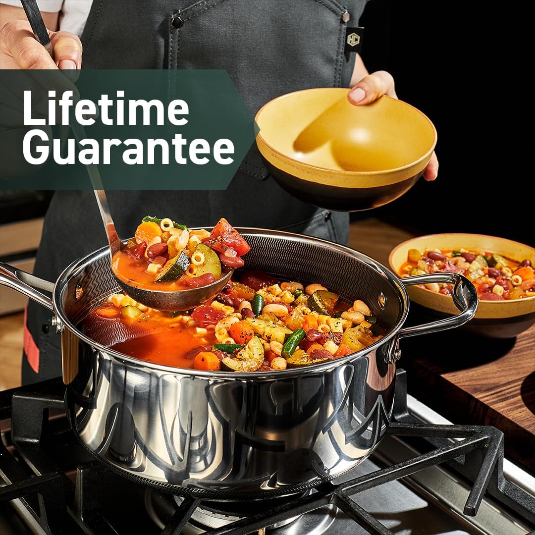 HexClad Hybrid Nonstick 5-Quart Saucepan with Tempered Glass Lid, Stay-Cool Handle, Dishwasher-Friendly, Oven-Safe Up to 900°F, Induction Ready, Compatible with All Cooktops