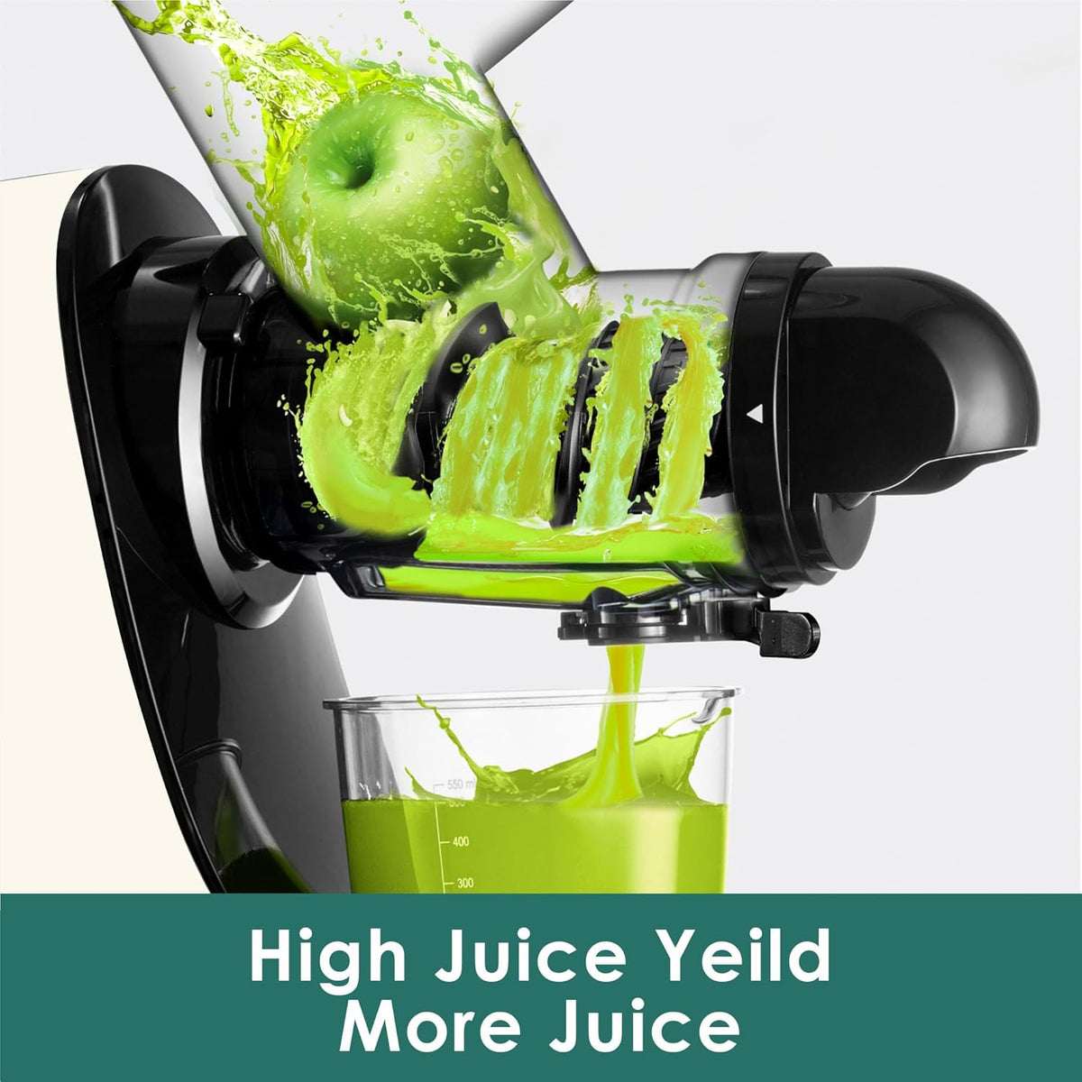Cold Press Juicer, Masticating Slow Juicer, Fruit and Vegetable Juice Maker, Pressed Squeezer, BPA-Free,200W Quiet Motor with Wide Feeding Chute(Cream White)
