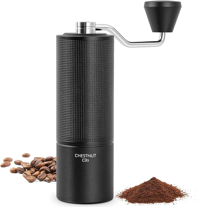 TIMEMORE Chestnut C3S Manual Coffee Grinder, Adjustable Conical Burr Grinder with Stainless Steel S2C Burr - Compatible with Espresso, Pour Over & French Press, Black