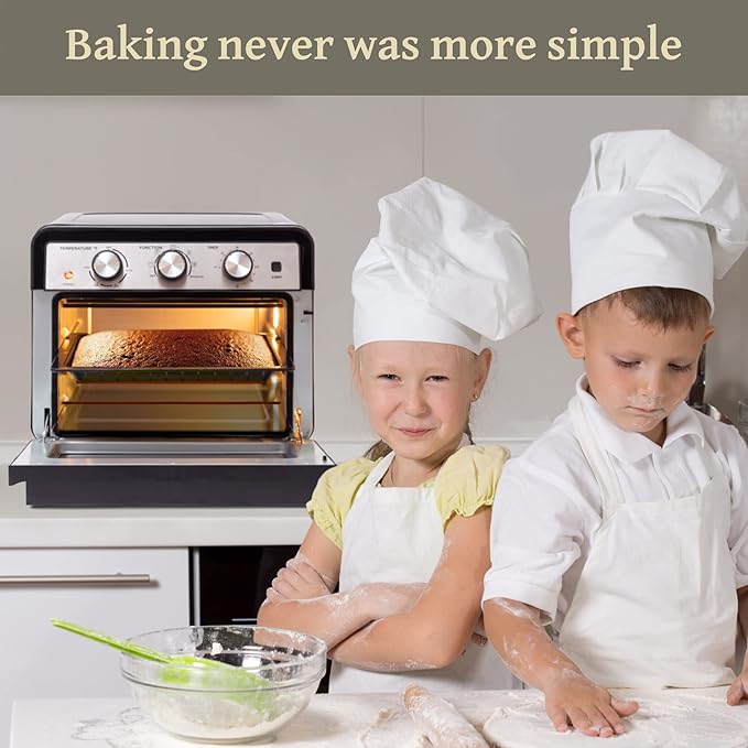 Moss & Stone Air Fryer Oven, 6-in-1 Toaster Oven 23 Quart, Airfryer Toaster Oven For Roast, Bake, Broil, Stainless Steel Accessories Included, Black Convection Oven Countertop.