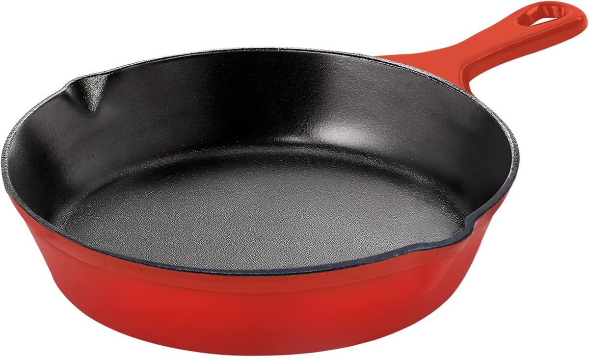 Utopia Kitchen Saute Frying Pan 6.5 Inch, Cast Iron Chefs Pan, Pre Seasoned Cast iron Skillet, Safe Grill Cookware for Indoor & Outdoor Use, Red