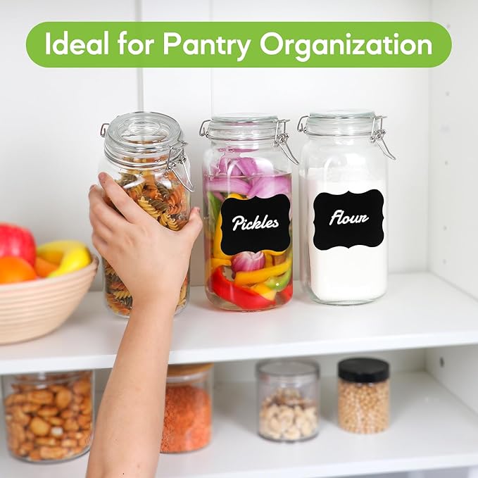 EkkoVla 78 oz Glass Food Storage Jars with Airtight Clamp Lids, Set of 3 Kitchen Canisters, Square Mason Jars Containers for Pasta, Coffee, Candy, Flour, Cereal, Dog Treats, Snacks and Canning