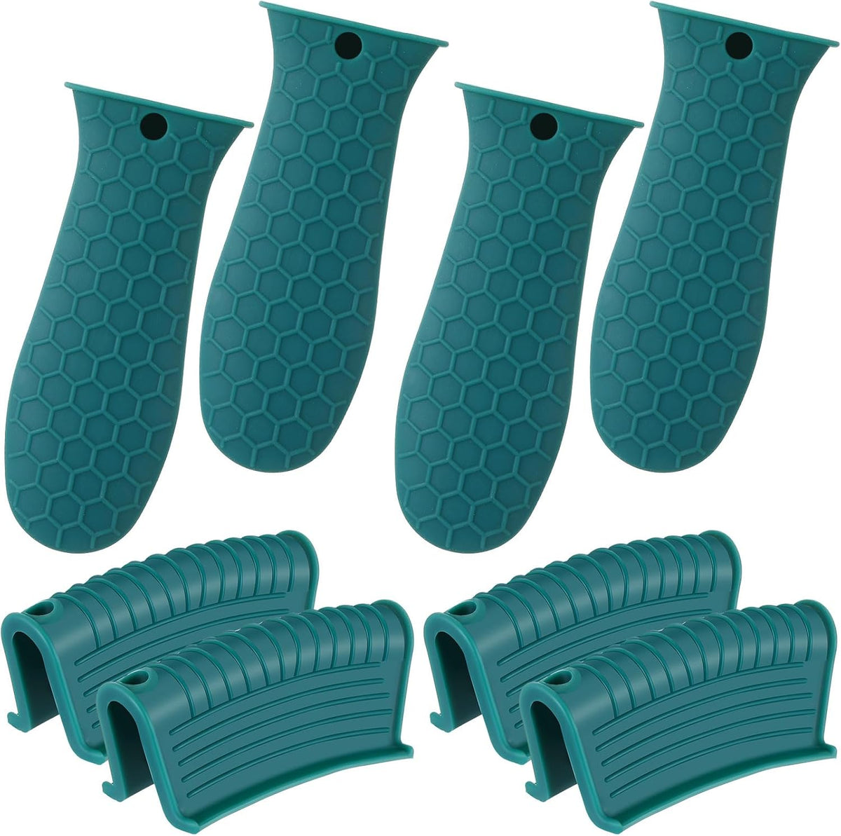 Patelai 8 Pcs Silicone Pot Holders Set Cast Iron Handle Cover Heat Resistant Pot Handle Covers Potholder Non Slip Reusable Pan Sleeve for Frying Pan Kitchen Supplies(Green)