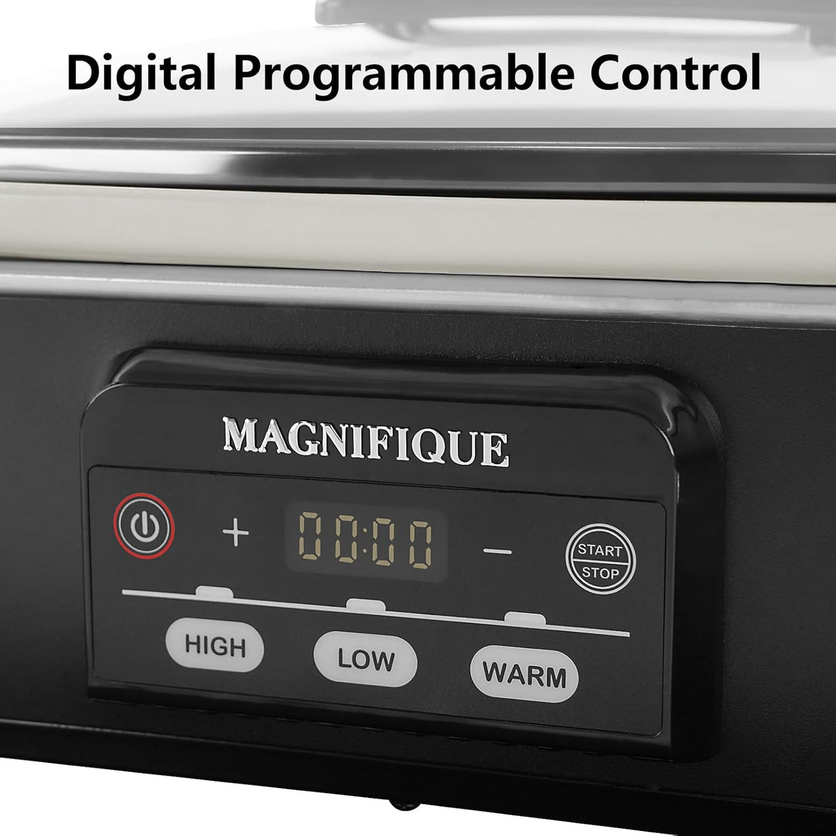 MAGNIFIQUE Small 4 Quart Casserole Programmable Slow Cooker with Ceramic Baking Dish - Perfect Kitchen Small Appliance for Family Dinners, Oven Safe and Durable Bakeware for Lasagna, Roasts