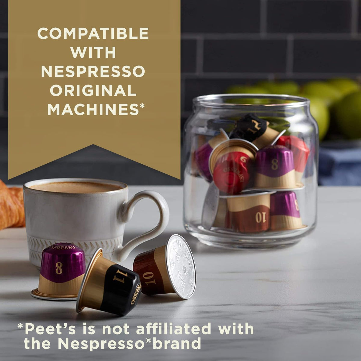 Peet's Coffee, Dark and Medium Roast Signature Blend Espresso Capsules, Compatible with Nespresso Original Machines - Variety Pack 40 Count (4 Boxes of 10 Espresso Capsules)