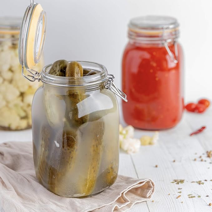 Galashield Glass Jars with Lids 50 oz Food Storage Jars with Airtight Lids Leak Proof Glass Canisters Kitchen Jars [Set of 2]